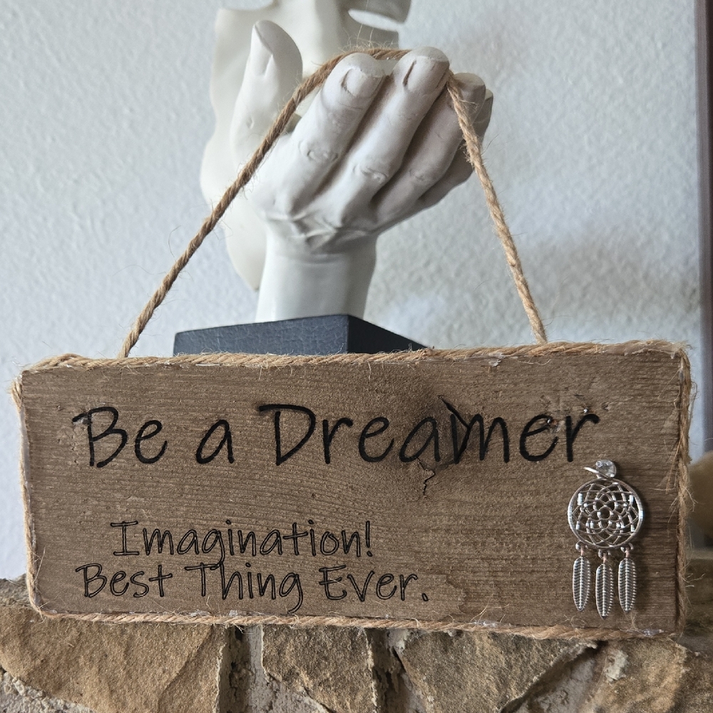 Rustic Brown Dreamer Wall Sign with Dreamcatcher